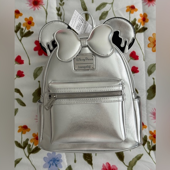 Loungefly Minnie Mouse Disney100 Platinum Mini Backpack - Picture 2 of 15